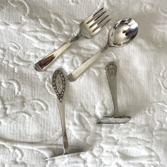 Vintage and Antique Silver Plated Baby Silverware Set - Picture 1 of 12